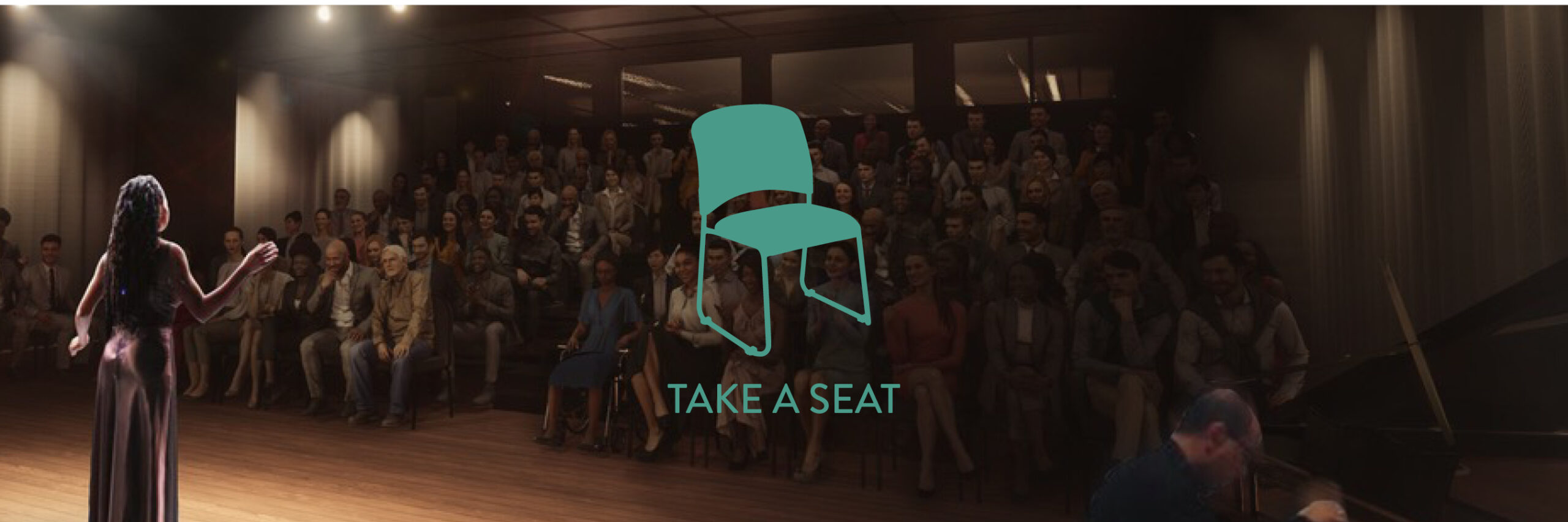 Digital rendering of a performance hall audience, seated. Visualization by Hilditch Architect Inc.